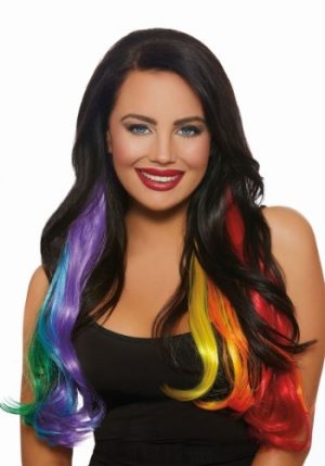 Long Wavy 3-Piece Primary Rainbow Hair Extensions