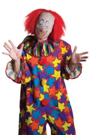 SCARY CLOWN MASK WITH ATTACHED WIG