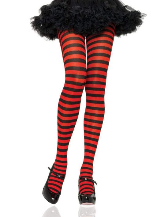 Red and Black Striped Tights Plus Size