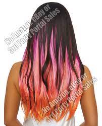 Long Straight Layered 3 pc Hair Extensions – Magenta/Neon Pink/Orange