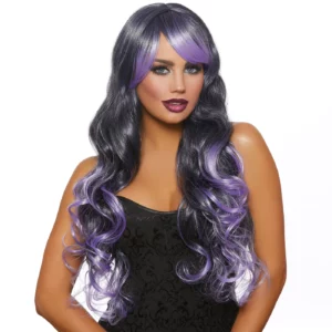 Dreamgirl long wavy Ombre layered wig (black/lavender)