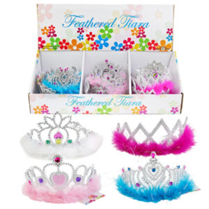 TIARA W/FEATHER 4AST DESIGNS/COLORS W/GEMSTONE