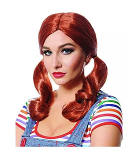 Evil Doll Adult Costume Wig | Red