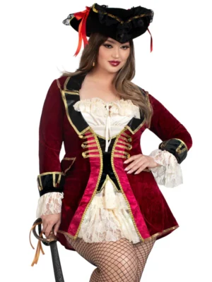Plus Captivating Captain Pirate Costume 1X/2X