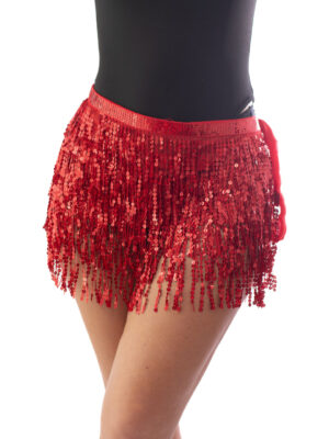 Adult's Red Sequin Tassel Wrap Skirt