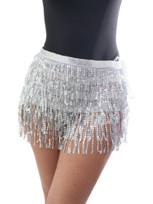 Sequin Tassel Skirt Silver